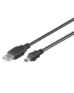 Mini USB kabel, 1,5 meter USB 2.0 kompatibel 5-stifts