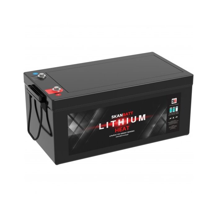 12V 300AH LIFEPO4 Batteri med 200A BMS, Bluetooth og varmeelement