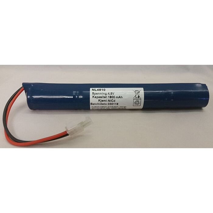 4,8v 1,6Ah nødlysbatteripakke m/ ledning og Molex Minifit 2-pol