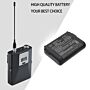 Batteri for Shure ADX1 bodypack transmitter, ADX1 Digital Wire 95A24832 3.7 V 1800 mAh Li-ion