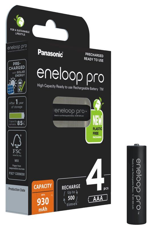 Panasonic eneloop pro AAA Batteri 1,2V (1,5V) 930mAh BK-4HCDE