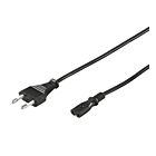 1,5 meter sort apparatkabel 0.75 mm² med Euro-plugg IEC320 2pin