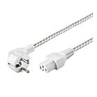2 meter strömkabel med textil för varma enheter CEE 7/7 - IEC 320-C15