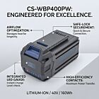 Batteri for Wild Badger 40v 16" Cordless Electric Brushless Ch WB40V2.0AHB 40 V 4000 mAh Li-ion
