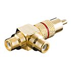 Audio adapter RCA plugg - 2x RCA Jack (Rød, gullegert)