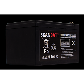 12V 12Ah AGM batteri, 151x101x98 mm T2 Skanbatt