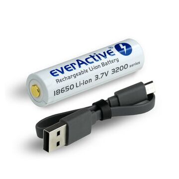 18650 Batteri 3,7V 3400mAh m/innebygd lader for Micro USB