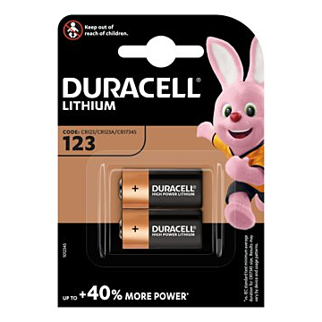 CR123A Duracell Lithium 123 (CR17345) 3V - 2pk