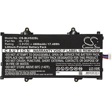 Batteri for LG G Pad X 8.0, V520, V521, G Pad X 8.0 LTE, V522 BL-T20 3.8 V 4600 mAh Li-Polymer