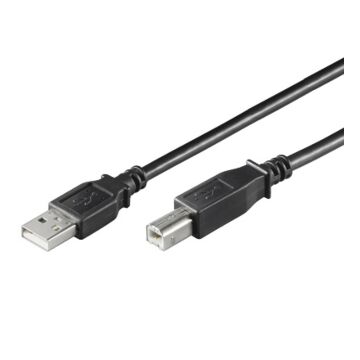 USB 2.0 kompatibel kabel, A-kontakt till B-kontakt, 3 meter