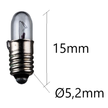 E5.5 miniatyrlampa 0,3W 6V 15x4,7mm