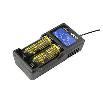 Lader for 2 stk 18650, 21700 batterier Li-ion 18650 Xtar VC2