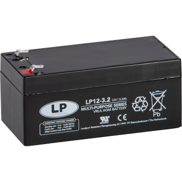 12V 3.2Ah (3,4) AGM batteri T1 134x67x67mm PS1230