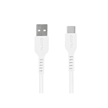 Prio USB-C USB-A lade/datakabel 1,2m Hvit