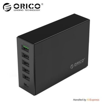 Orico multi-USB lader 6 porter USB-C og USB 110-240VAC input 