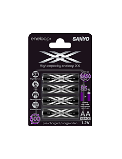 4 pk Sanyo Eneloop XX AA 1,2V (1,5V) 2500mAh. Ladbart - Klar til bruk!
