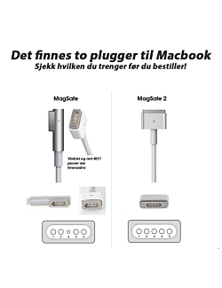 Magsafe 2 85W A1424 MD506LL/A 20V 4.25A Apple Macbook 15 og 17 etter mid-2012