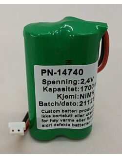 Batteri Glamox 19591200 Ledelys, Høytemperatur NIMH 2,4V 1200mAh med plugg