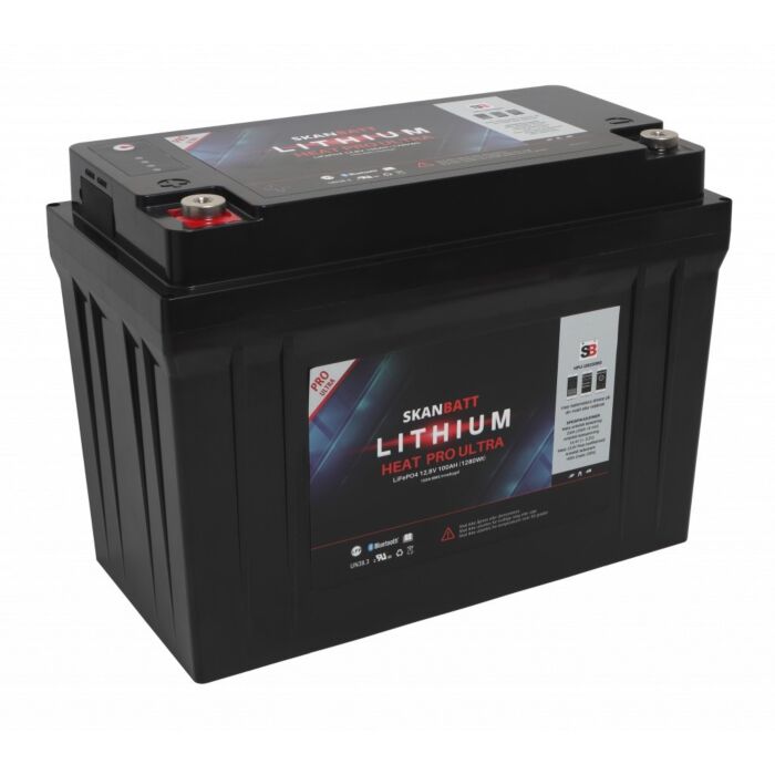 12V 100AH - SKANBATT Lithium HEAT PRO 'Ultra' - 300A (<3s) - 8 års garanti