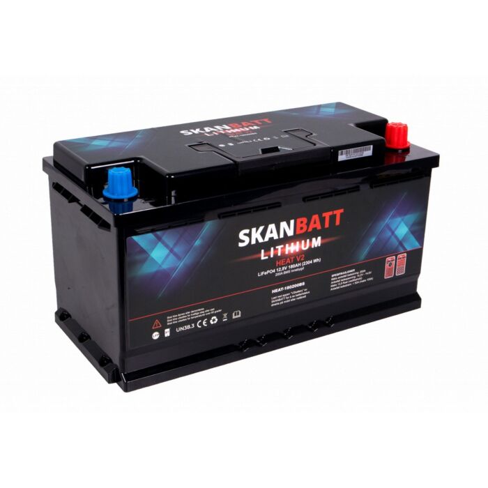 Lithium HEAT Batteri 12V 180AH 150A BMS - Bobil - Bluetooth SKANBATT V2 