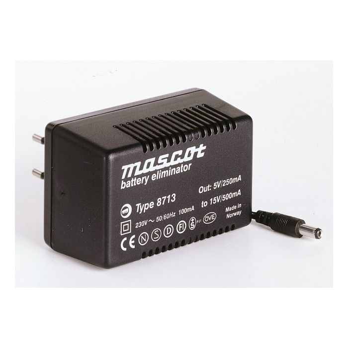 230VAC-9VDC Strømforsyning 0.7A/6.3W AC/DC Mascot 8713